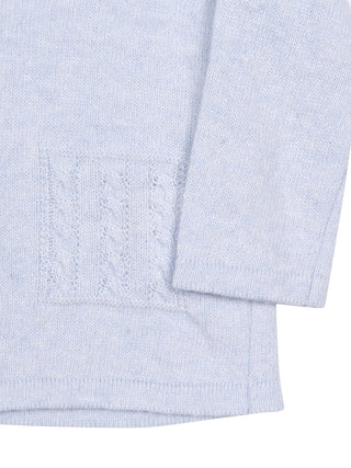 Strickjacke mit Zopfstrickdetails - Hellblau