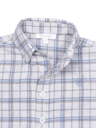 Flanellhemd, kariert - Blau/Beige