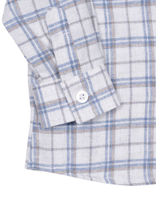 Flanellhemd, kariert - Blau/Beige