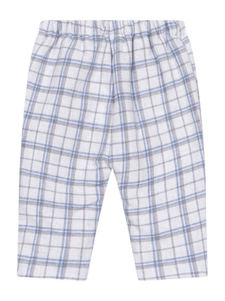 Flanellhose, kariert - Blau/Beige