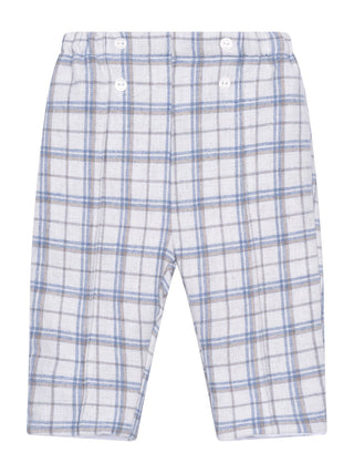 Flanellhose, kariert - Blau/Beige