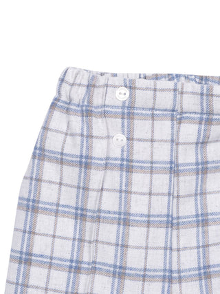 Flanellhose, kariert - Blau/Beige