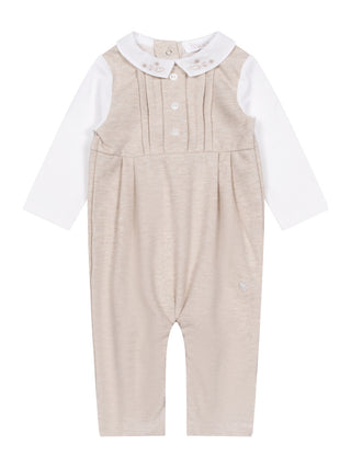 Eleganter Strampler mit besticktem Kragen - Beige
