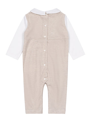 Eleganter Strampler mit besticktem Kragen - Beige