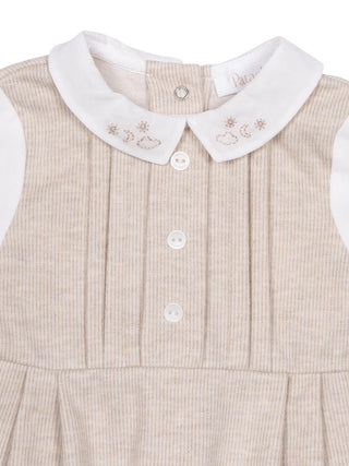 Eleganter Strampler mit besticktem Kragen - Beige