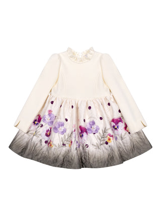 Festliches Kleid mit Gürtel - Creme