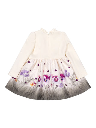 Festliches Kleid mit Gürtel - Creme