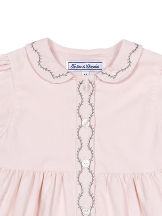 Besticktes Kleid aus Samt – Rosé