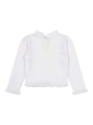Feinstrickpullover mit Rüschen - Weiß