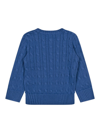Pullover im Zopstrick-Design – Blau