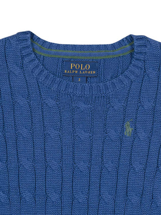 Pullover im Zopstrick-Design – Blau
