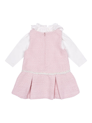 Set aus Tweed-Kleid und Shirt - Rosa/Weiß