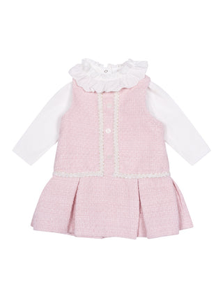 Set aus Tweed-Kleid und Shirt - Rosa/Weiß