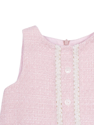 Set aus Tweed-Kleid und Shirt - Rosa/Weiß