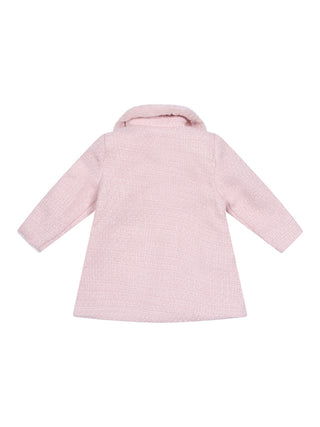 Tweedmantel mit Kunstpelzkragen - Rosa