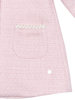 Tweedmantel mit Kunstpelzkragen - Rosa