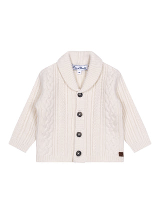 Cardigan mit Zopfmuster - Creme