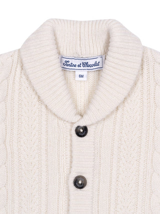 Cardigan mit Zopfmuster - Creme