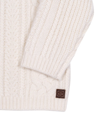 Cardigan mit Zopfmuster - Creme