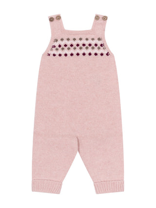 Jacquard-Latzhose aus Merinowolle - Rosa
