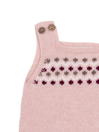 Jacquard-Latzhose aus Merinowolle - Rosa
