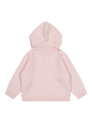 Kapuzenstrickjacke aus Merinowolle - Rosa