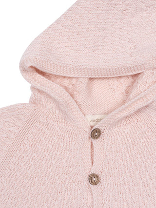 Kapuzenstrickjacke aus Merinowolle - Rosa