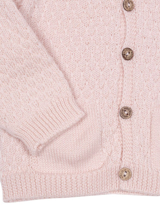 Kapuzenstrickjacke aus Merinowolle - Rosa