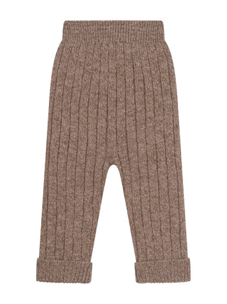 Rippstrick-Leggings aus Merinowolle - Braun