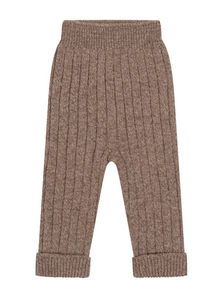 Rippstrick-Leggings aus Merinowolle - Braun