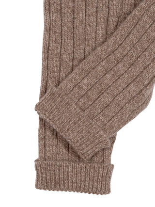 Rippstrick-Leggings aus Merinowolle - Braun