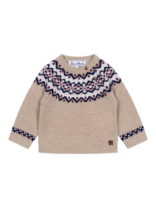 Norweger-Pullover aus Jacquardstrick – Beige