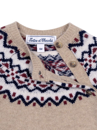 Norweger-Pullover aus Jacquardstrick – Beige