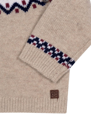Norweger-Pullover aus Jacquardstrick – Beige