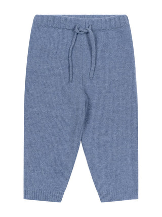 Hose mit Kordelzug aus Merinowolle - Blau