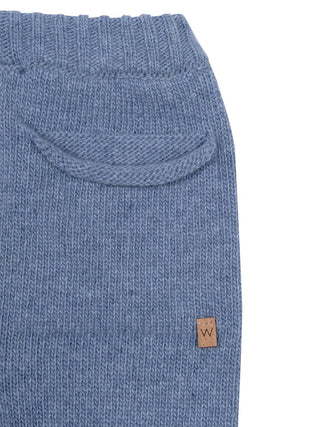 Hose mit Kordelzug aus Merinowolle - Blau