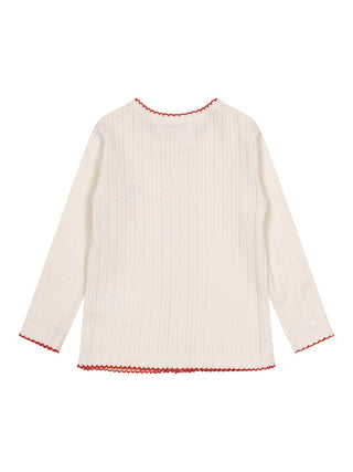 Flora Pointelle Cardigan - Creme
