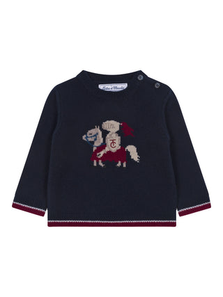 Strickpullover mit Ritter-Motiv – Marine