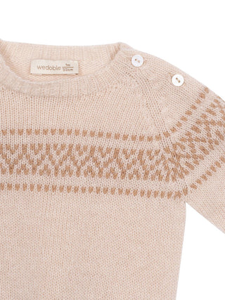 Jacquard-Pullover aus Woll-Kaschmir-Mischung - Beige