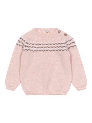 Jacquard-Pullover aus Merinowolle - Rosa