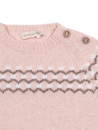 Jacquard-Pullover aus Merinowolle - Rosa