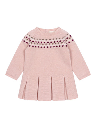 Jacquardkleid aus Merinowolle - Rosa