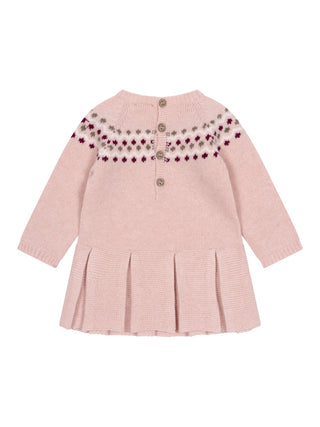 Jacquardkleid aus Merinowolle - Rosa