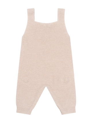 Latzhose aus Woll-Kaschmir-Mischgewebe - Beige