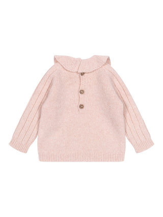 Strickpullover mit Kragen aus Merinowolle - Rosa