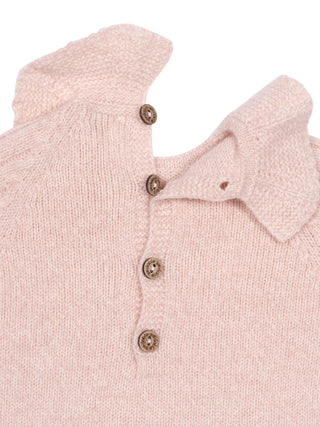 Strickpullover mit Kragen aus Merinowolle - Rosa