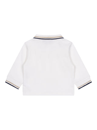 Poloshirt mit Drachen-Stickerei - Weiß