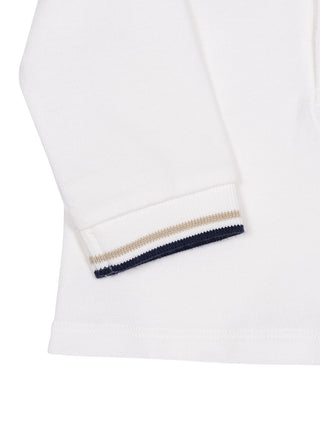 Poloshirt mit Drachen-Stickerei - Weiß