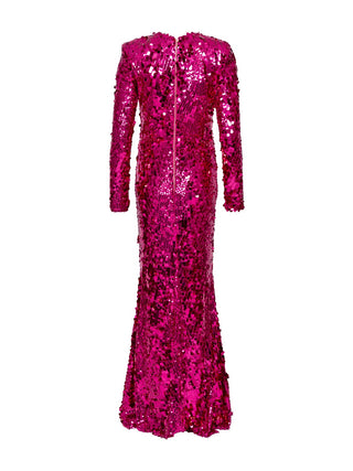 Langes Abendkleid in Magenta
