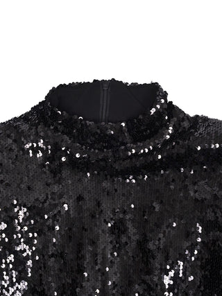 Bodenlanges Pailletten-Kleid in Schwarz
